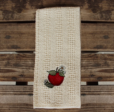 Embroidered apples kitchen towel