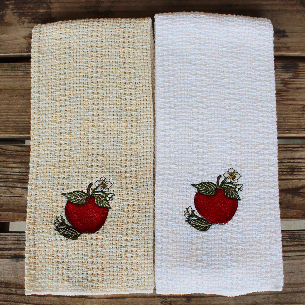 24x15 Cotton Kitchen Towel With Decorative Embroidery